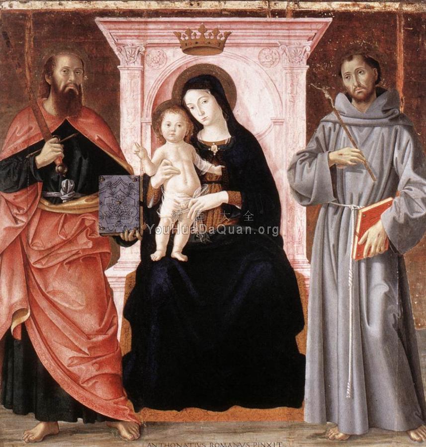 Madonna Enthroned with the Infant Christ and Saints - 安东尼亚佐·罗马诺